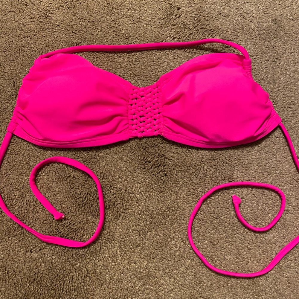 Hot pink halter bikini top